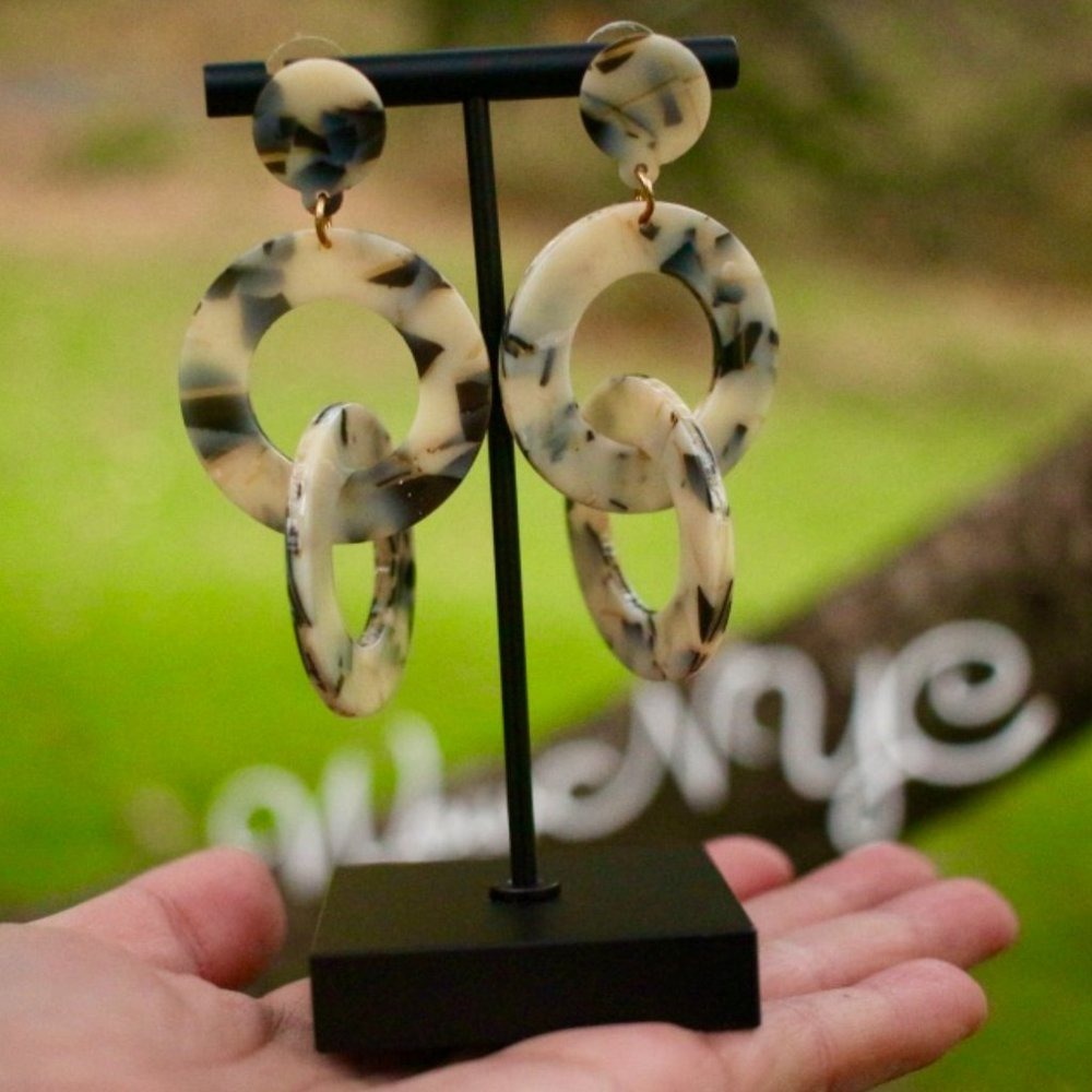 New Chunky Circle Layered Chain Dangle Earrings - image 8